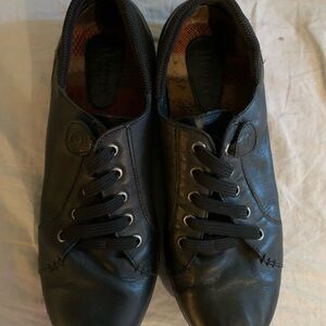 Born Black Leather Slip-On Loafers with Elastic Laces